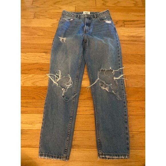 Zara Authentic Denim by TRF women's distressed high rise straight leg jeans sz 8 - Picture 1 of 11